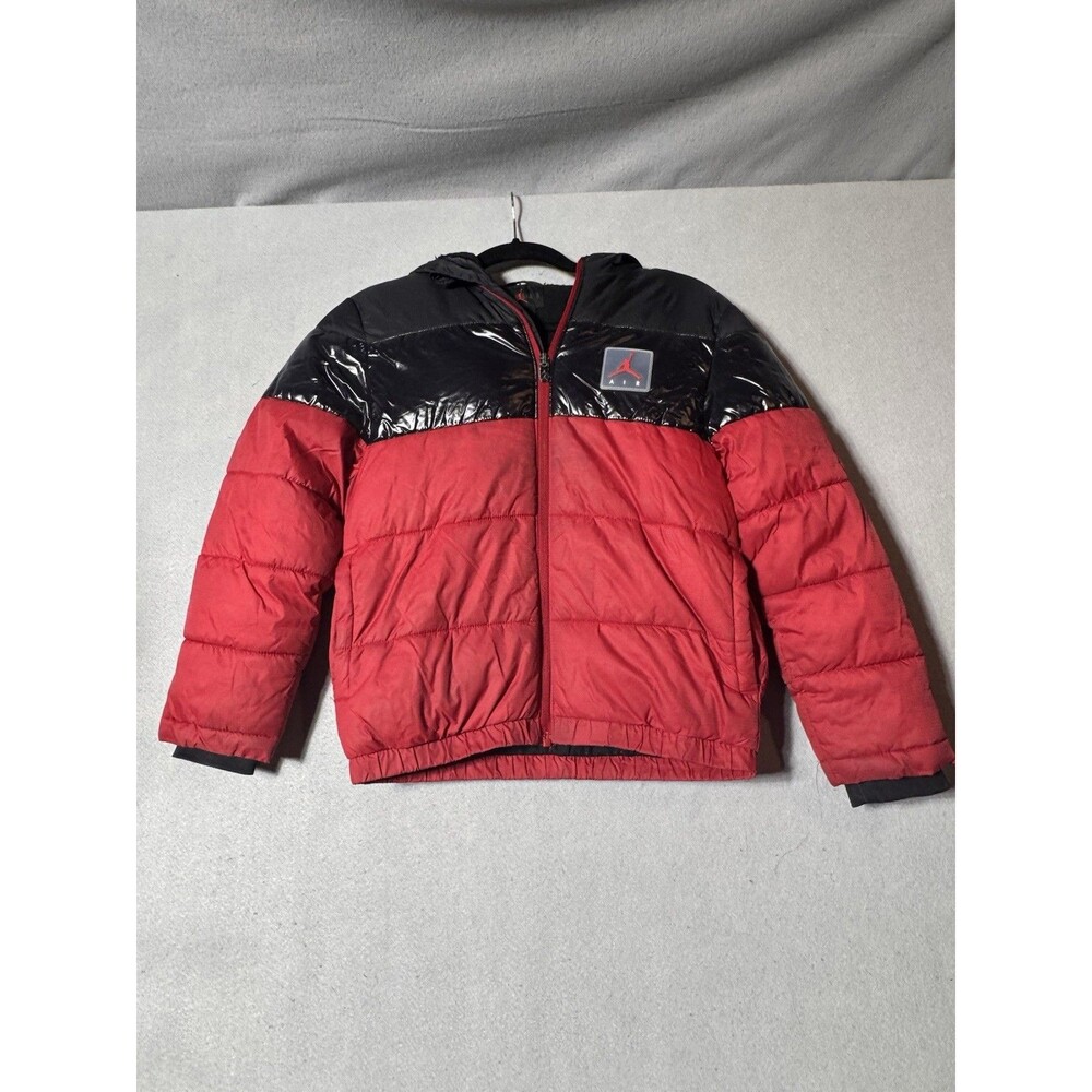 Air Jordan Puffer Boy Medium Youth Jacket Pocket Lightweight Hood Zip Coat Snow